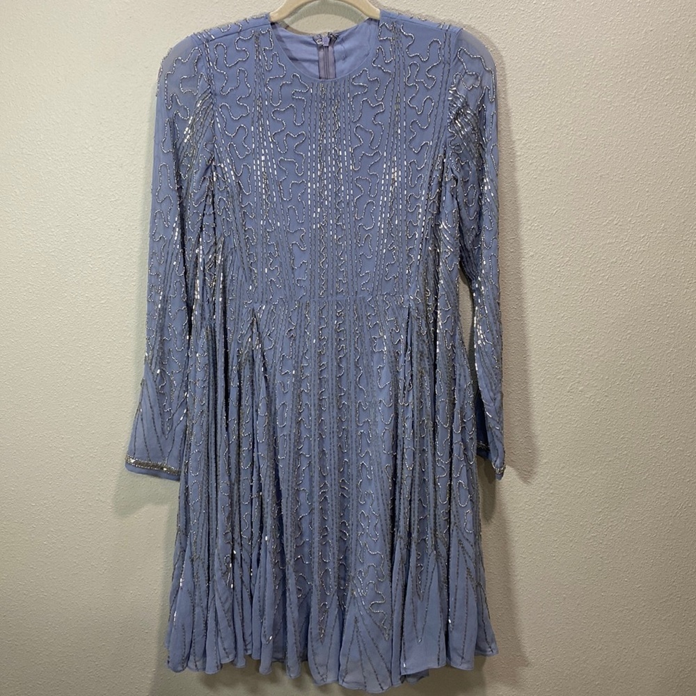 ASOS Maternity Bugle Beaded Long‎ Sleeve Skater Dress blue